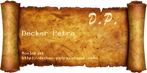 Decker Petra névjegykártya